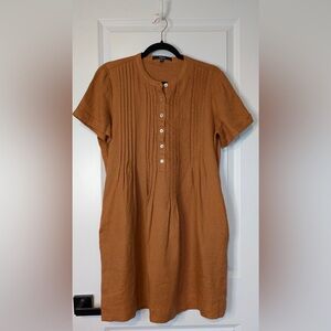 Quince Women’s Linen Short Sleeve Swing Dress Terracotta Size Small